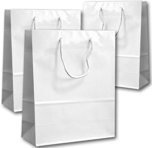 Biela papierová taška s bielymi textilnými držadlami