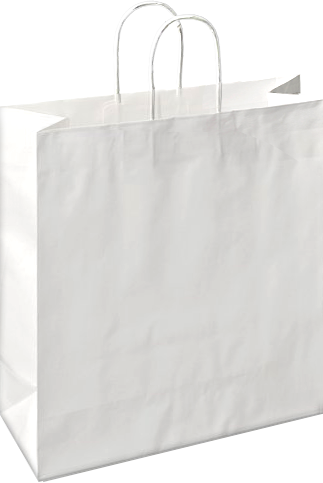 Biela papierová taška z kraftového papiera s krútenými držadlami